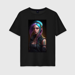 Женская футболка хлопок Oversize Jinx Arcane league of Legends