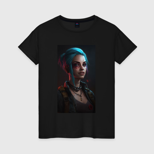 Женская футболка хлопок Jinx League of Legends, цвет черный