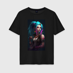 Женская футболка хлопок Oversize Jinx Arcane League of Legends