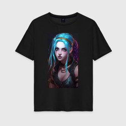 Женская футболка хлопок Oversize Fantasy Jinx Arcane League of Legends