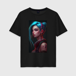 Женская футболка хлопок Oversize Jinx art Arcane League of Legends