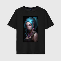 Женская футболка хлопок Oversize Jinx art Arcane League of Legends