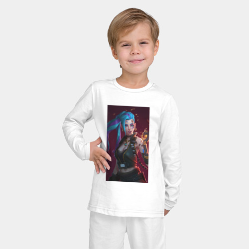 Детская пижама с лонгсливом хлопок с принтом Джинкс лига Легенд, фото на моделе #1