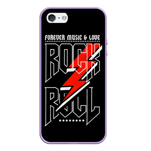 Чехол для iPhone 5/5S матовый Rock and Roll Forever, цвет светло-сиреневый