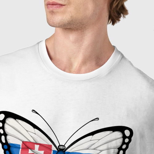 Мужская футболка хлопок с принтом Словакия бабочка, фото #4