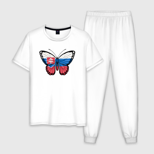 Мужская пижама хлопок с принтом Словакия бабочка, вид спереди #2