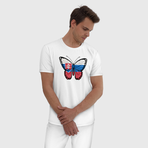 Мужская пижама хлопок с принтом Словакия бабочка, фото на моделе #1