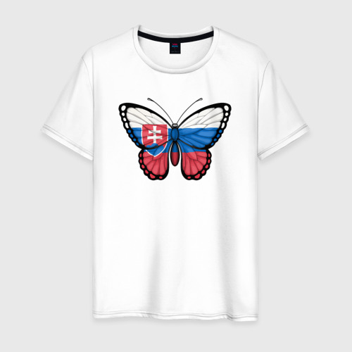 Мужская футболка хлопок с принтом Словакия бабочка, вид спереди #2