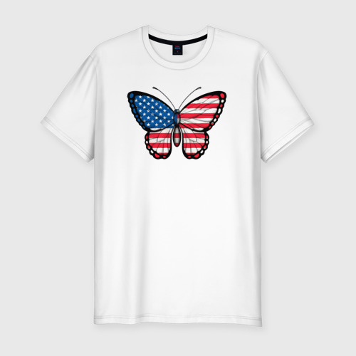 Мужская футболка хлопок Slim США бабочка, цвет белый