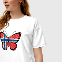 Женская футболка хлопок Oversize Норвегия бабочка - фото 2