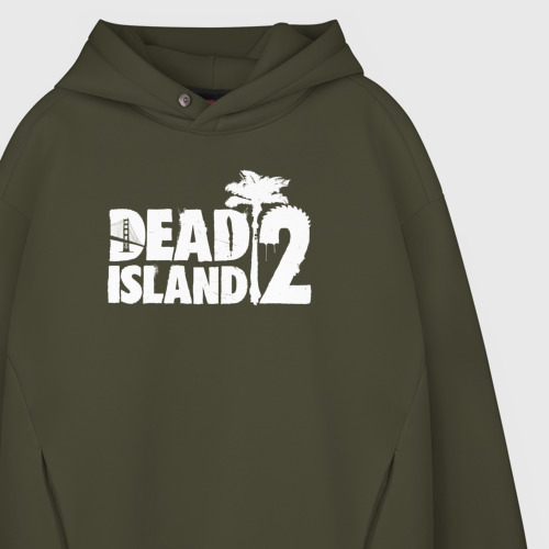 Мужское худи Oversize хлопок Dead Island 2 - logo, цвет хаки - фото 4