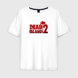 Футболка с принтом Dead Island 2 - череп для мужчины, вид спереди №1. Цвет основы: белый