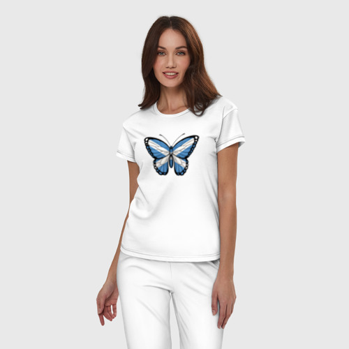 Женская пижама хлопок Шотландия бабочка, цвет белый - фото 3