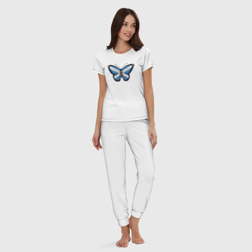 Женская пижама хлопок Шотландия бабочка, цвет белый - фото 5