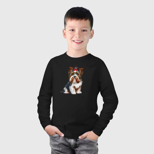 Детский лонгслив хлопок Бивер с бантиком, цвет черный - фото 3