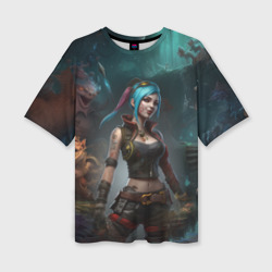 Женская футболка oversize 3D Jinx fantasy art Arcane League of Legends