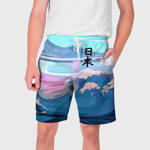 Мужские шорты 3D Japan - landscape - waves, цвет 3D печать
