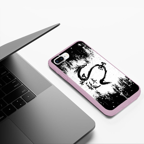 Чехол для iPhone 7Plus/8 Plus матовый Японский дракон с иероглифами, цвет розовый - фото 5