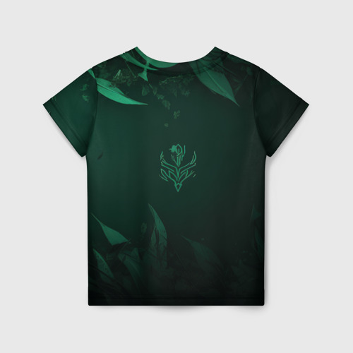 Детская футболка 3D с принтом Jinx art green Arcane League of Legends, вид сзади #1