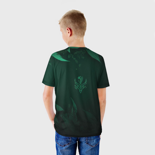 Детская футболка 3D с принтом Jinx art green Arcane League of Legends, вид сзади #2