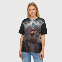 Женская футболка oversize 3D Jinx art Arcane League of Legends - фото 2