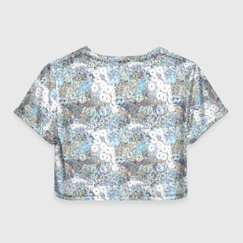 Женская футболка Crop-top 3D Серебристые пайетки, цвет 3D печать - фото 2