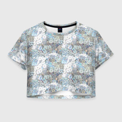 Женская футболка Crop-top 3D Серебристые пайетки