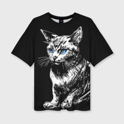 Женская футболка oversize 3D White cat