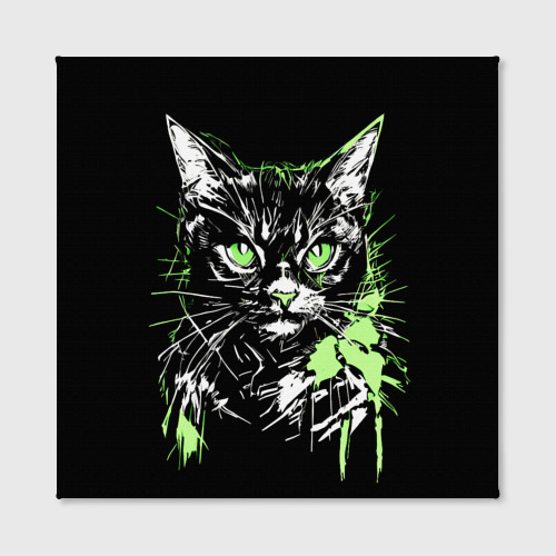 Холст квадратный Green cat, цвет 3D печать - фото 2