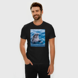 Мужская футболка хлопок Slim Дельфин приветливый - фото 2