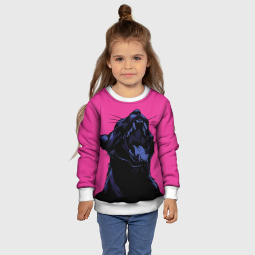 Детский свитшот 3D Пантера на розовом фоне, цвет 3D печать - фото 7