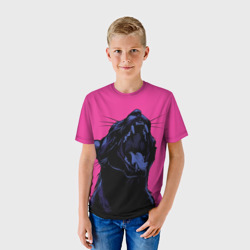 Детская футболка 3D Пантера на розовом фоне - фото 2