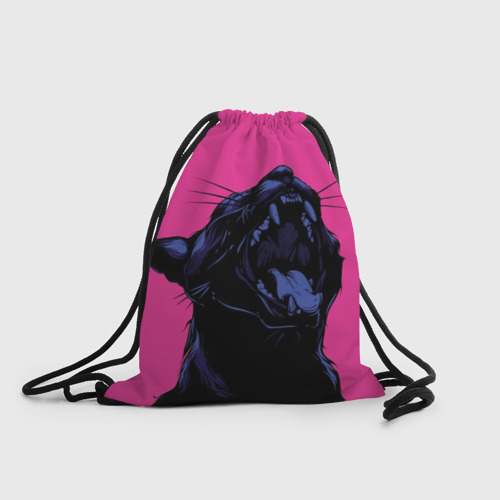 Рюкзак-мешок 3D Пантера на розовом фоне