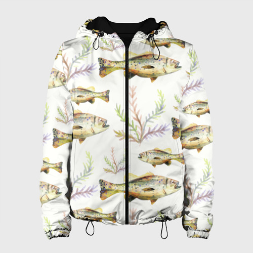 Женская куртка 3D Рыбное семейство, цвет черный