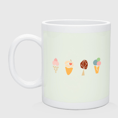 Кружка керамическая с принтом Мороженое стилизованное рожки и эскимо, вид спереди #2