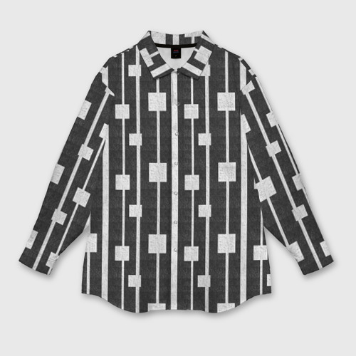 Мужская рубашка oversize 3D с принтом Белые квадраты, вид спереди #2