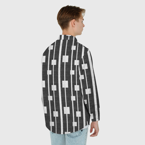 Мужская рубашка oversize 3D с принтом Белые квадраты, вид сзади #2