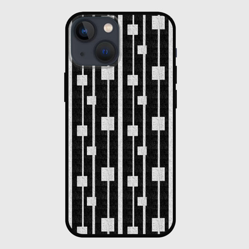 Чехол для iPhone 13 mini с принтом Белые квадраты, вид спереди #2
