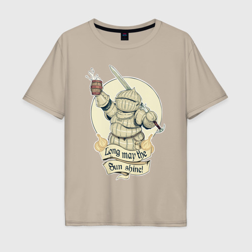 Мужская футболка хлопок Oversize с принтом Рыцарь с пивной кружкой, вид спереди #2