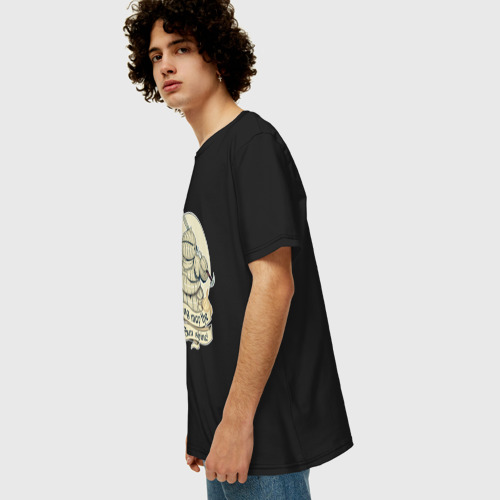 Мужская футболка хлопок Oversize Рыцарь с пивной кружкой, цвет черный - фото 5