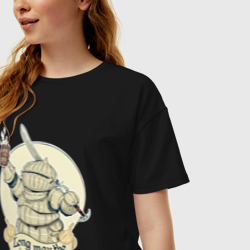 Женская футболка хлопок Oversize Рыцарь с пивной кружкой - фото 2