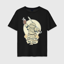 Женская футболка хлопок Oversize Рыцарь с пивной кружкой