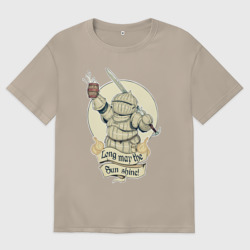 Женская футболка хлопок Oversize Рыцарь с пивной кружкой