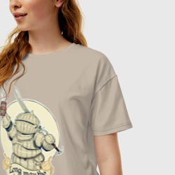 Женская футболка хлопок Oversize Рыцарь с пивной кружкой - фото 2