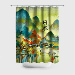 Штора 3D для ванной Japan - landscape - art - painting