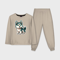 Маленький волчонок – Детская пижама с лонгсливом хлопок с принтом купить