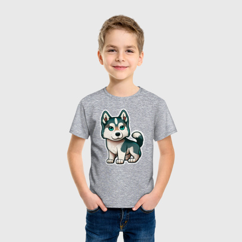 Детская футболка хлопок с принтом Маленький волчонок, фото на моделе #1