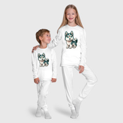 Пижама с принтом Маленький волчонок для ребенка, вид на модели спереди №5. Цвет основы: белый