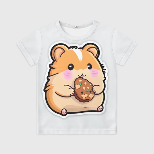 Детская футболка 3D с принтом Хомяк с печеньем, вид спереди #2