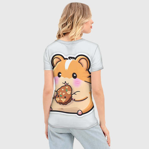 Женская футболка 3D Slim Хомяк с печеньем, цвет 3D печать - фото 4